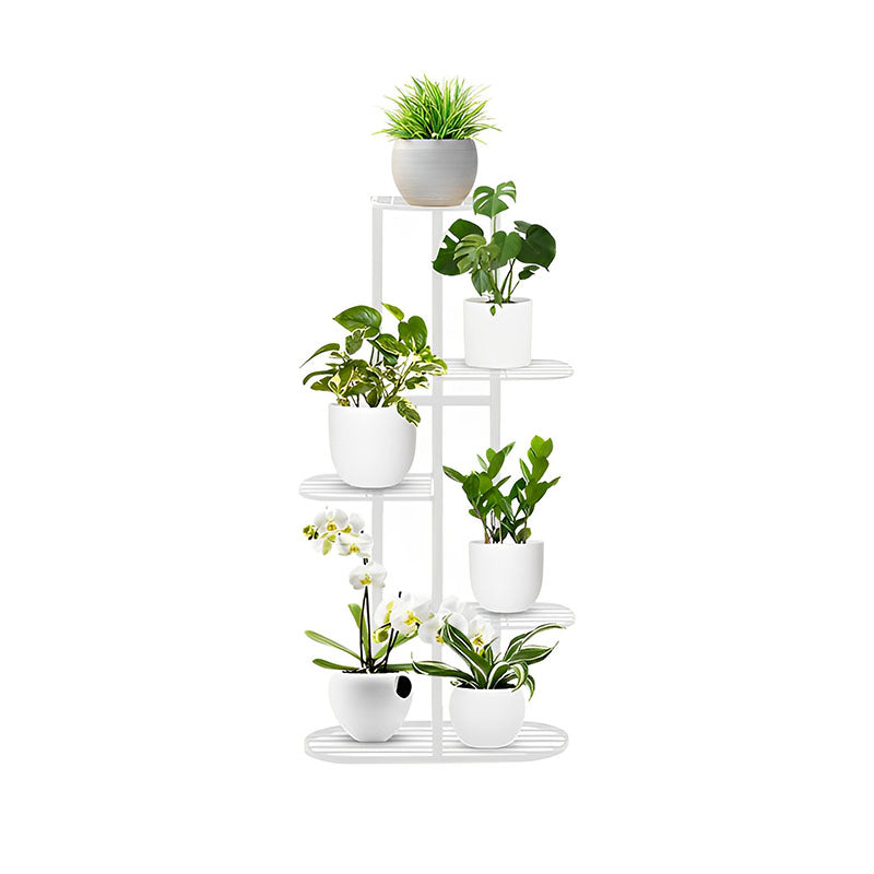 SOGA 5 Tier 6 Pots White Metal Plant Rack Flowerpot Storage Display Stand Holder Home Garden Decor • LUZ-FPotH38