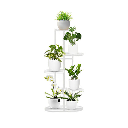SOGA 5 Tier 6 Pots White Metal Plant Rack Flowerpot Storage Display Stand Holder Home Garden Decor • LUZ-FPotH38