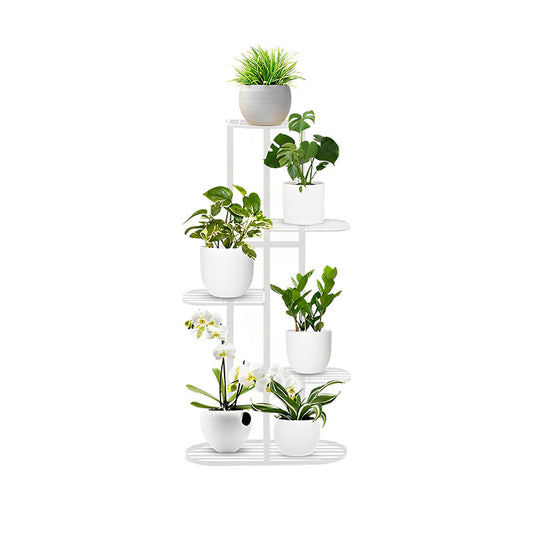 SOGA 5 Tier 6 Pots White Metal Plant Rack Flowerpot Storage Display Stand Holder Home Garden Decor • LUZ-FPotH38