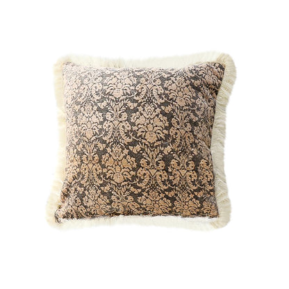 SOGA 45cm Wabi-sabi Floral Cover & Vintage Dark Floral Tassel Square Throw  Pillow • LUZ-FrenchCushion231