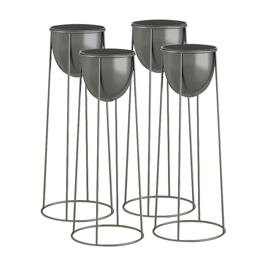SOGA 4X 70cm Round Wire Metal Flower Pot Stand with Black Flowerpot Holder Rack Display • LUZ-FPotH72RoundBLKX4