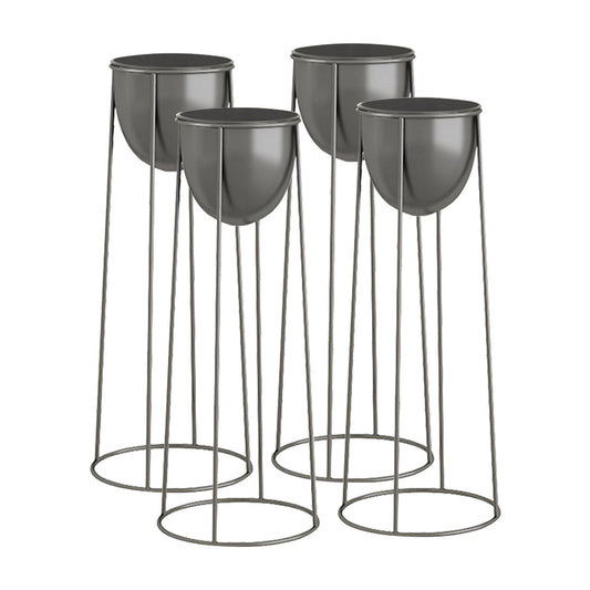 SOGA 4X 70cm Round Wire Metal Flower Pot Stand with Black Flowerpot Holder Rack Display • LUZ-FPotH72RoundBLKX4