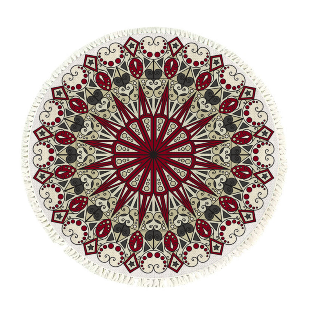 SOGA 120cm Mandala Modern Ethnic Tassel Print Anti-slip Doormat, Home Decor • LUZ-CarpetXLS13