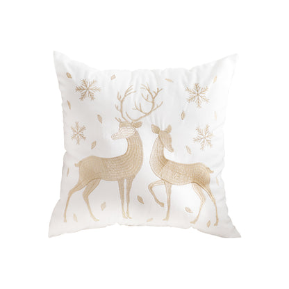 SOGA 45cm Throw Pillow White with Golden Christmas Reindeer Festive Holiday Square Cushion for Cozy Winter Decor LUZ-FrenchCushion268