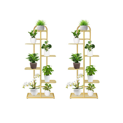 SOGA 2X 6 Tier 7 Pots Gold Metal Plant Stand Flowerpot Display Shelf Rack Indoor Home Office Decor • LUZ-FPotH14X2