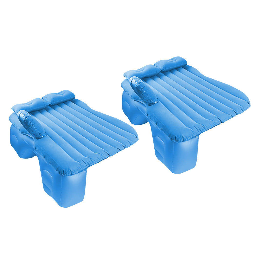 SOGA 2X Blue Stripe Inflatable Car Mattress Portable Camping Rest Air Bed Travel Compact Sleeping Kit Essentials • LUZ-CarMat004X2