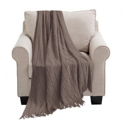 SOGA Coffee Textured Knitted Throw Blanket Warm Cozy Woven Cover Couch Bed Sofa Home Decor with Tassels • LUZ-Blanket926
