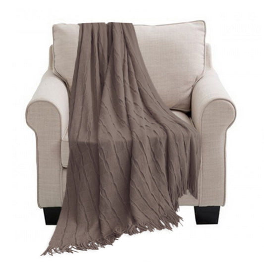 SOGA Coffee Textured Knitted Throw Blanket Warm Cozy Woven Cover Couch Bed Sofa Home Decor with Tassels • LUZ-Blanket926