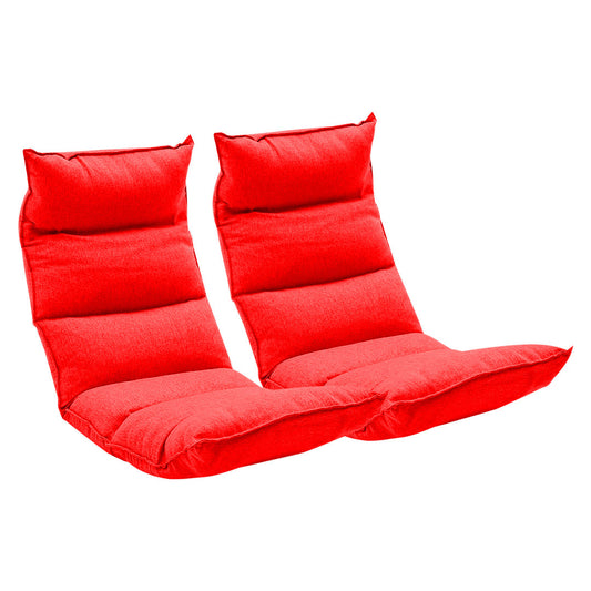 SOGA 2X Foldable Tatami Floor Sofa Bed Meditation Lounge Chair Recliner Lazy Couch Red • LUZ-LoungeLeatherRedX2