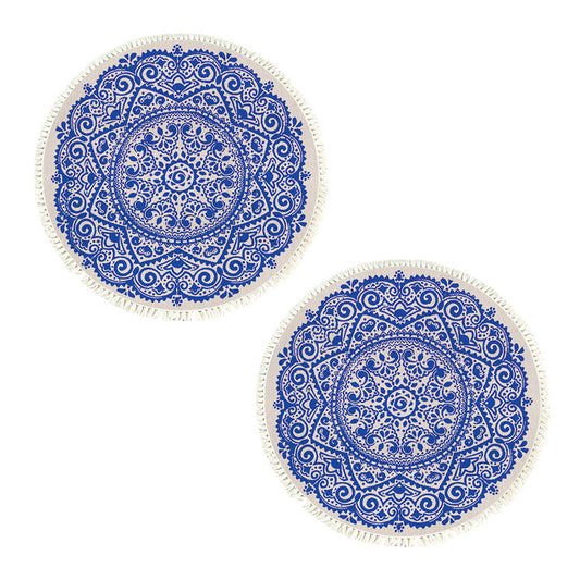 SOGA 2X 120cm Mandala Round Tapestry Indian Area Rug for Living Room Lounge, Anti-slip Doormat, Home Decor • LUZ-CarpetXLS56X2