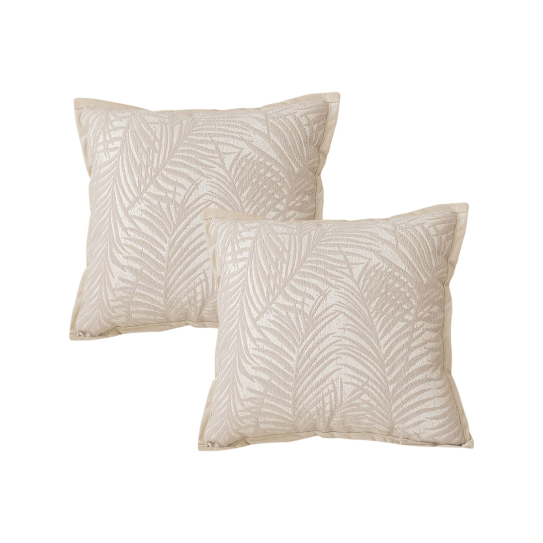 SOGA 2X 45cm Elegant Palm Leaf Texture & Jacquard Square Throw Pillow • LUZ-FrenchCushion233X2
