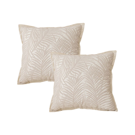 SOGA 2X 45cm Elegant Palm Leaf Texture & Jacquard Square Throw Pillow • LUZ-FrenchCushion233X2