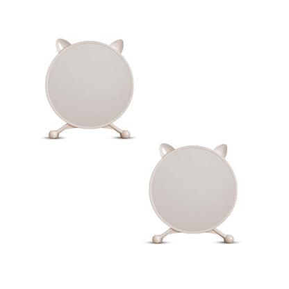 SOGA 2X 30cm White Smart Makeup Bedroom Table Mirror Cat Ear Style No LED Light • LUZ-MirrorE1X2