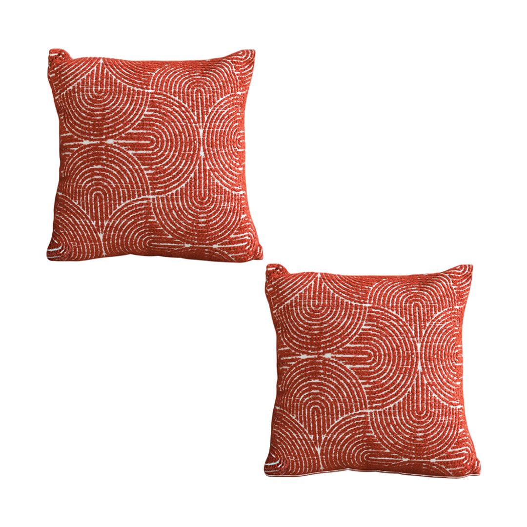 SOGA 2X 50cm Throw Pillow Burgundy Cinnabar Perfect Burnt Indoor and Outdoor Corded for Home Decor • LUZ-FrenchCushion317X2