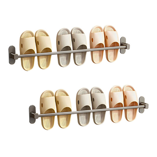 SOGA 2X 69cm Wall-Mounted Slipper Organiser Adhesive Storage Space-Saving Wall Rack LUZ-TAN1042X2