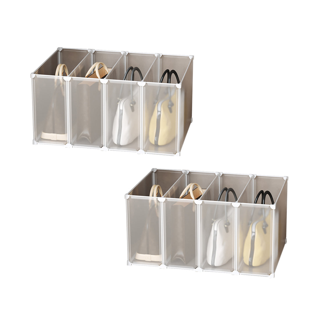 SOGA 2X 1 Tier Multifunctional PP Plastic Bag Box Portable Cubby DIY Storage Shelves Stackable Handbag Purse Organiser • LUZ-BagBox007X2