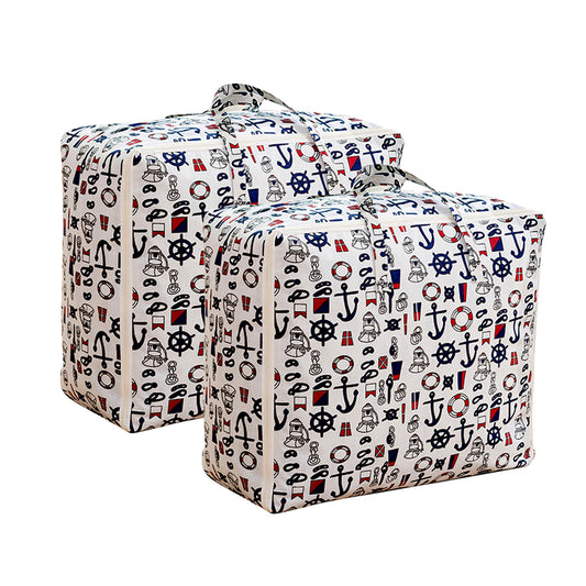 SOGA 2X Nautical Icons Large Storage Luggage Bag Double Zipper Foldable Travel Organiser Essentials • LUZ-SBox205X2