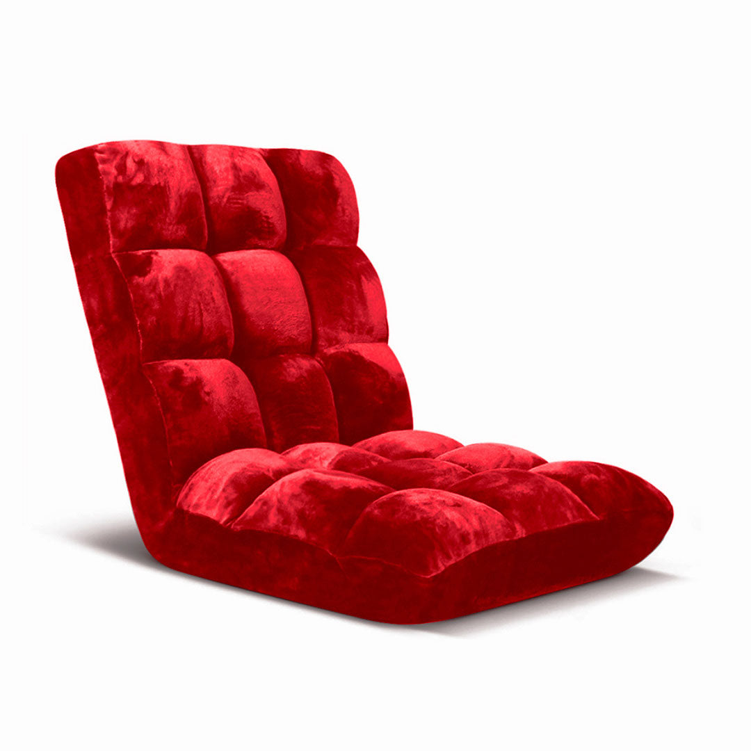 SOGA Floor Recliner Folding Lounge Sofa Futon Couch Folding Chair Cushion Red • LUZ-LoungeChairRed