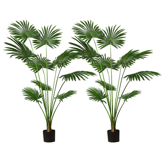 SOGA 2X 180cm Artificial Natural Green Fan Palm Tree Fake Tropical Indoor Plant Home Office Decor • LUZ-APlantSKS18010X2
