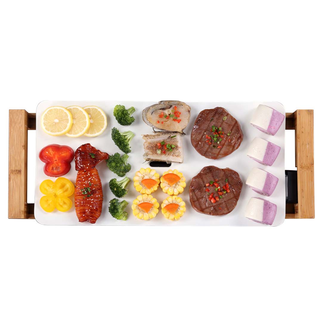 SOGA Electric Ceramic BBQ Grill Non-stick Surface Hot Plate for Indoor & Outdoor White • LUZ-ElectricGrillPlateCeramicWhite