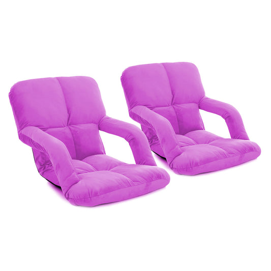 SOGA 2X Foldable Lounge Cushion Adjustable Floor Lazy Recliner Chair with Armrest Purple • LUZ-LoungeKidPurpleX2