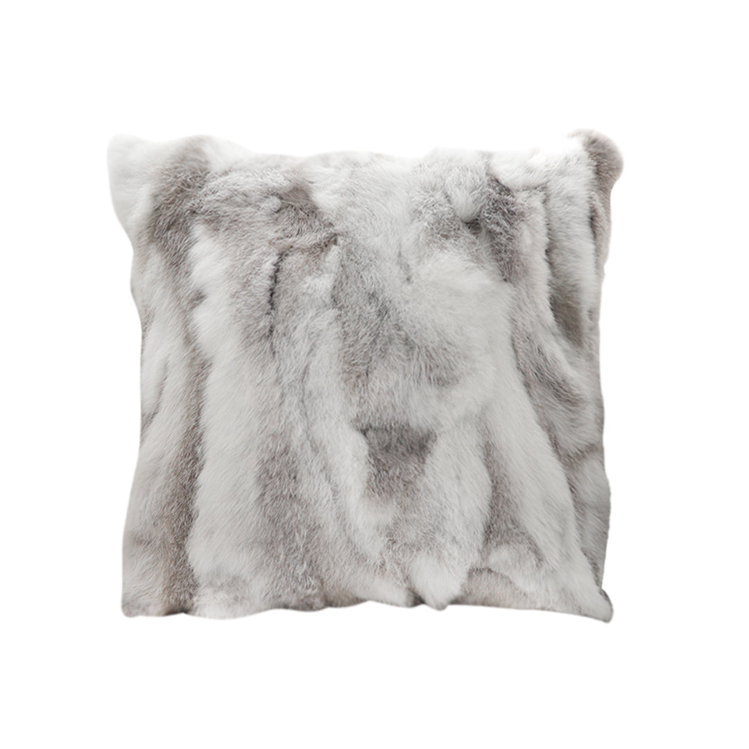 SOGA 45cm Throw Pillow Floral Gray Rabbit Fur Square Warm Cozy Decorative Cushion Home Decor • LUZ-FrenchCushion312
