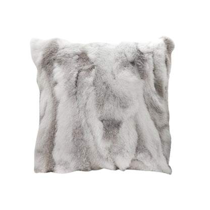 SOGA 45cm Throw Pillow Floral Gray Rabbit Fur Square Warm Cozy Decorative Cushion Home Decor • LUZ-FrenchCushion312