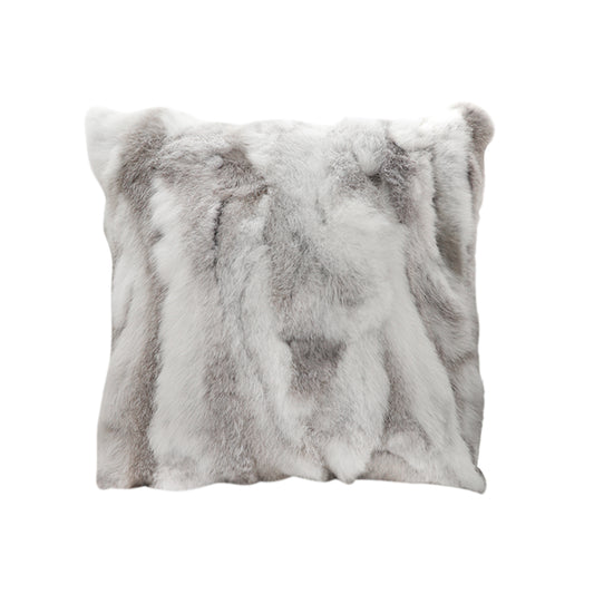 SOGA 45cm Throw Pillow Floral Gray Rabbit Fur Square Warm Cozy Decorative Cushion Home Decor • LUZ-FrenchCushion312