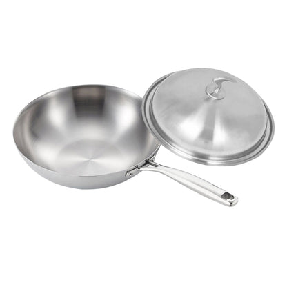 SOGA 18/10 Stainless Steel Fry Pan 32cm Frying Pan Top Grade Cooking Skillet with Lid • LUZ-TRIFPI32