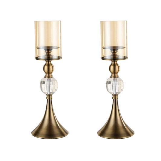 SOGA 2X 43cm Glass Candle Holder Candle Stand Glass/Metal • LUZ-CandleStickBLargeX2