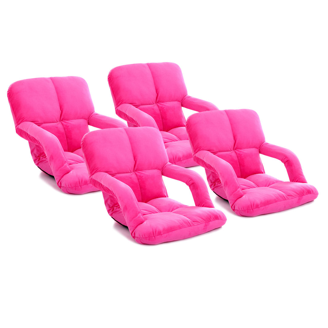 SOGA 4X Foldable Lounge Cushion Adjustable Floor Lazy Recliner Chair with Armrest Pink • LUZ-LoungeKidPinkX4