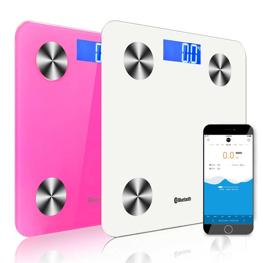 SOGA 2X Wireless Bluetooth Digital Body Fat Scale Bathroom Health Analyser Weight White/Pink LUZ-BodyFatScaleBluetoothWHT-PNK