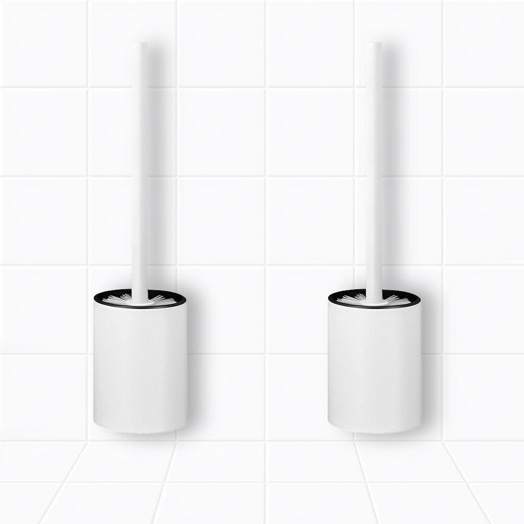 SOGA 2X 27cm Wall-Mounted Toilet Brush with Holder Bathroom Cleaning Scrub White • LUZ-TAN1045X2