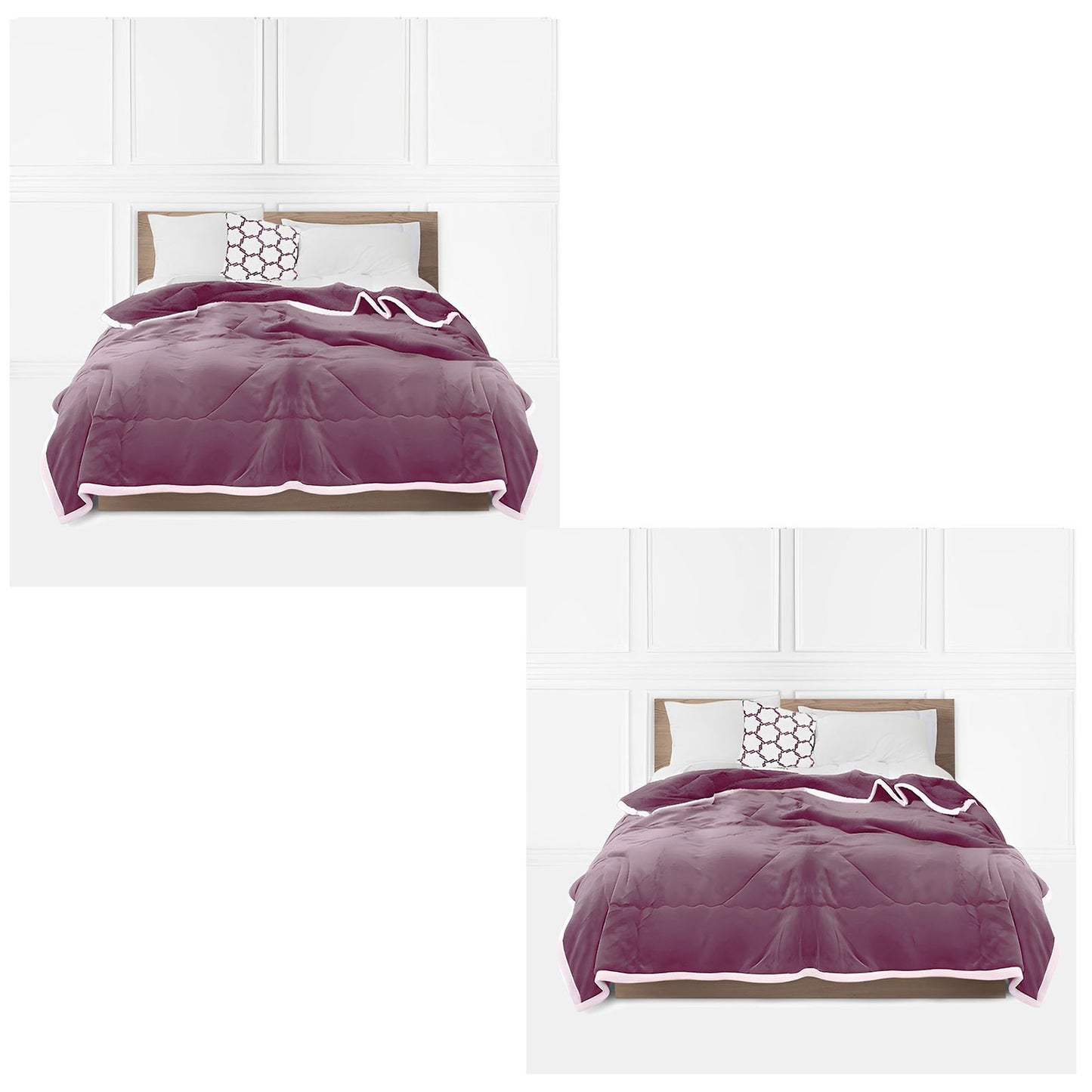 SOGA 2X Light Purple Throw Blanket Warm Cozy Double Sided Thick Flannel Coverlet Fleece Bed Sofa Comforter • LUZ-Blanket302X2