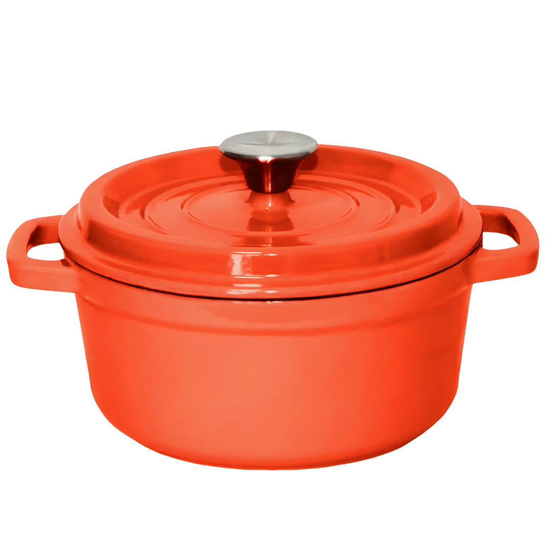 SOGA Cast Iron 24cm Enamel Porcelain Stewpot Casserole Stew Cooking Pot With Lid 3.6L Orange • LUZ-Stewpot24cmOrange