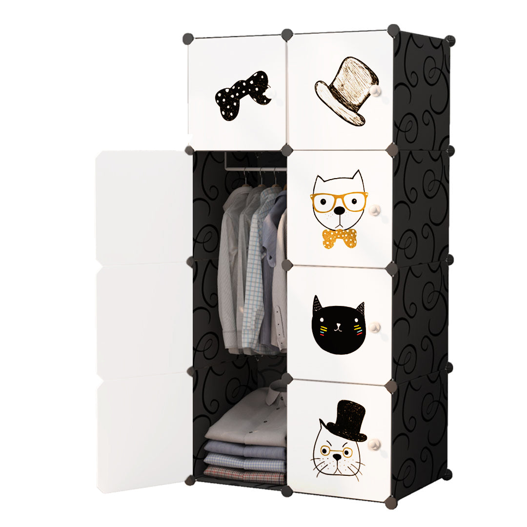 SOGA 8 Cubes Black Portable Wardrobe Divide-Grid Modular Storage Organiser Foldable Closet • LUZ-Wrobe2018