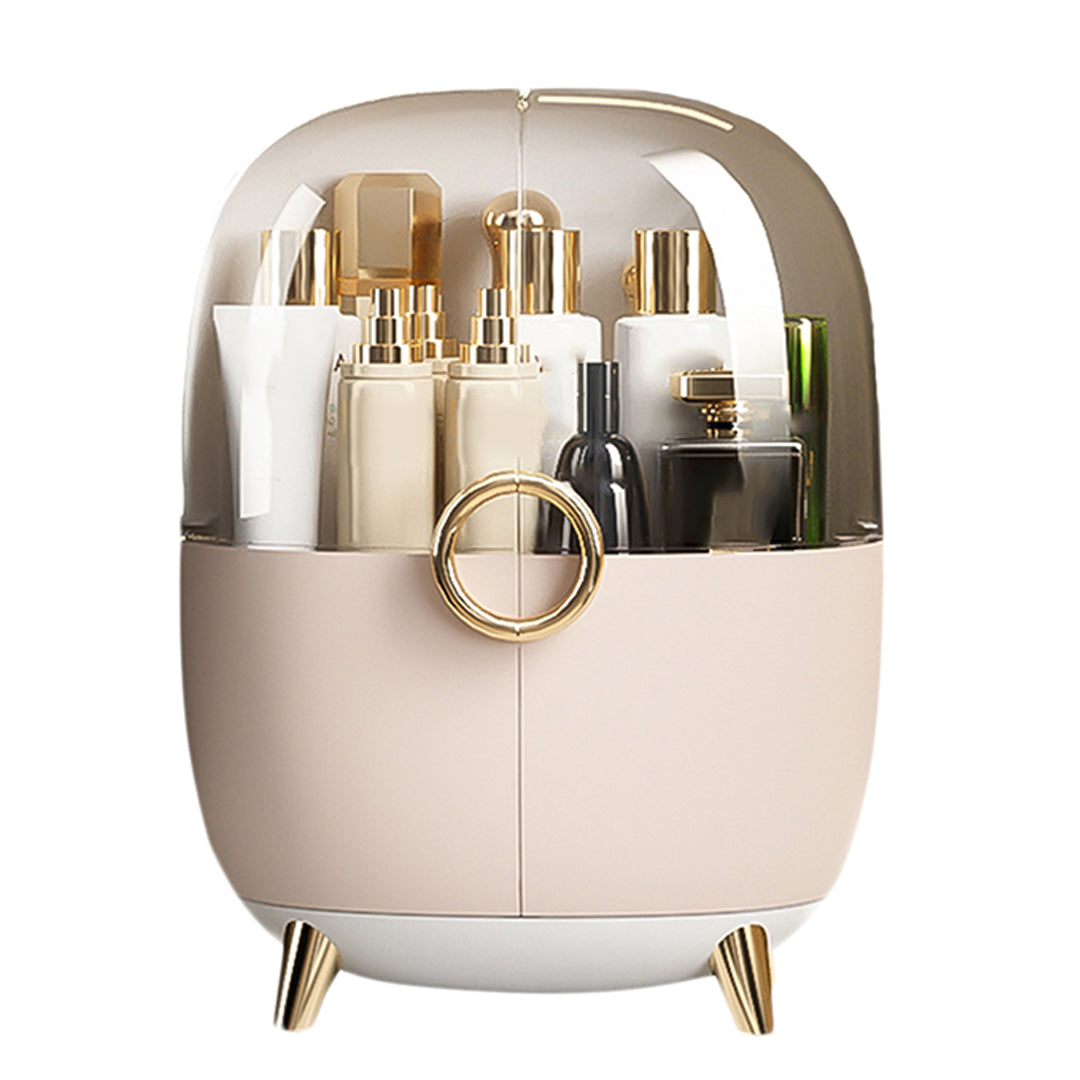 SOGA Pink Transparent Countertop Makeup Organiser Cosmetic Storage Waterproof Dustproof Bathroom Skincare Holder with Lid • LUZ-BathF902