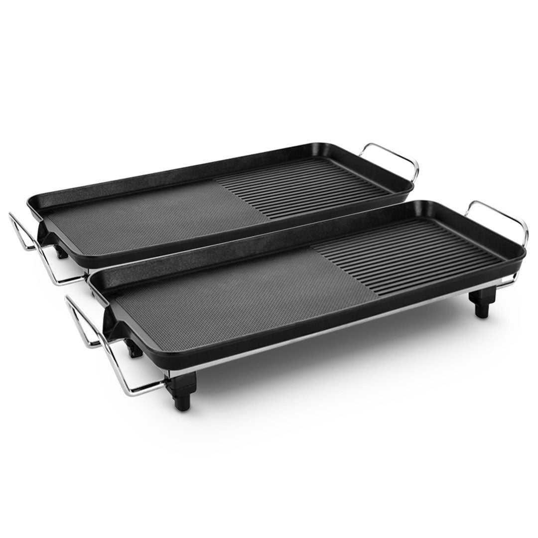 SOGA 2X 68cm Electric BBQ Grill Teppanyaki Plate Non-Stick Surface Hot Plate Kitchen 6-8 Person • LUZ-KoreanBBQPlate68CMX2