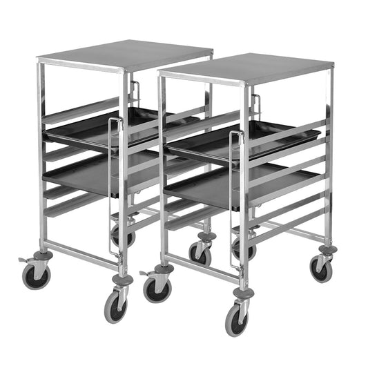 SOGA 2X Gastronorm Trolley 7 Tier Stainless Steel Bakery Trolley Suits 60cmx40cm Tray with Working Surface • LUZ-GastronormRackingTrolley1318X2