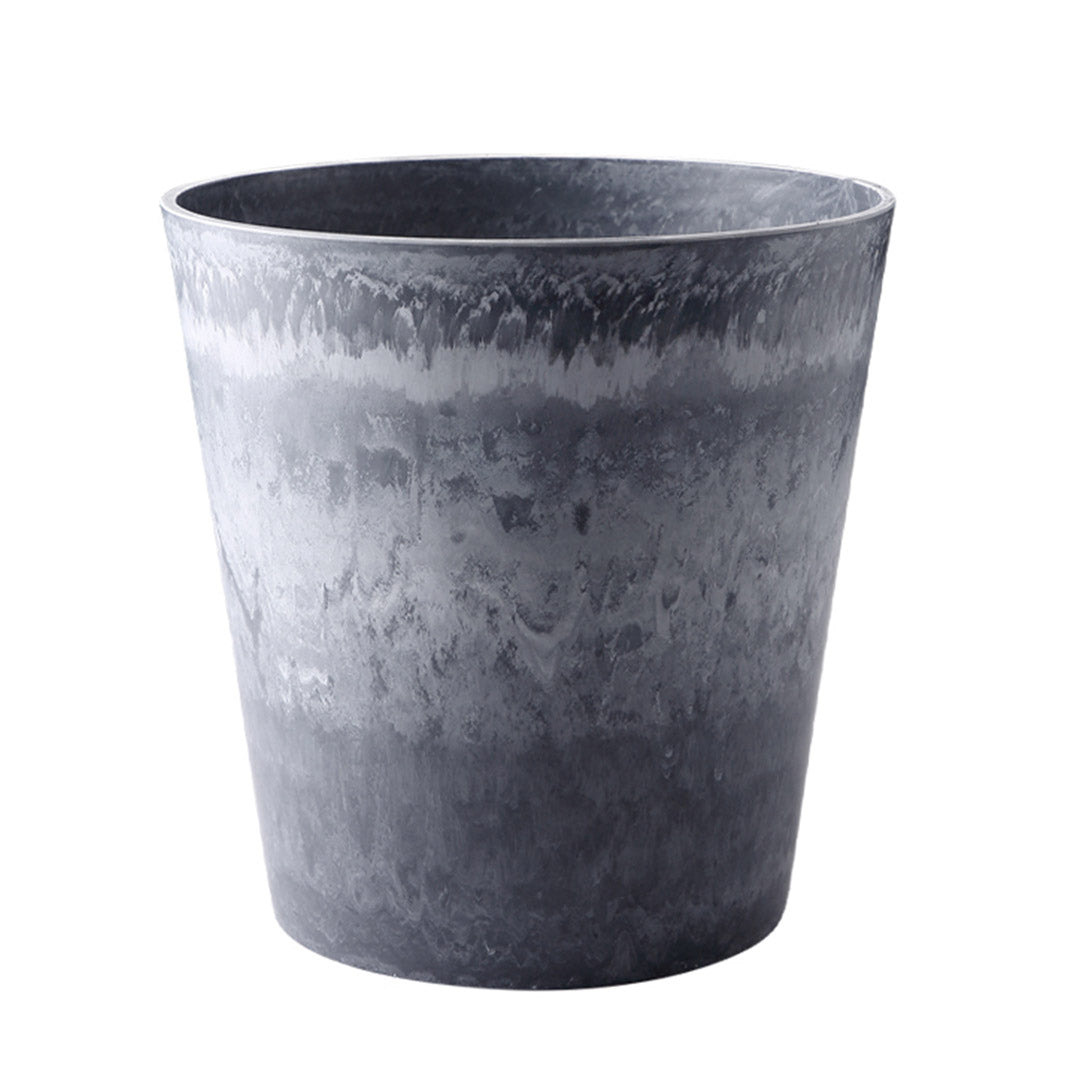 SOGA 37cm Weathered Grey Round Resin Plant Flower Pot in Cement Pattern Planter Cachepot for Indoor Home Office • LUZ-FPotE3714