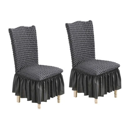 SOGA 2X Dark Grey Chair Cover Seat Protector with Ruffle Skirt Stretch Slipcover Wedding Party Home Decor • LUZ-Chaircov25EX2