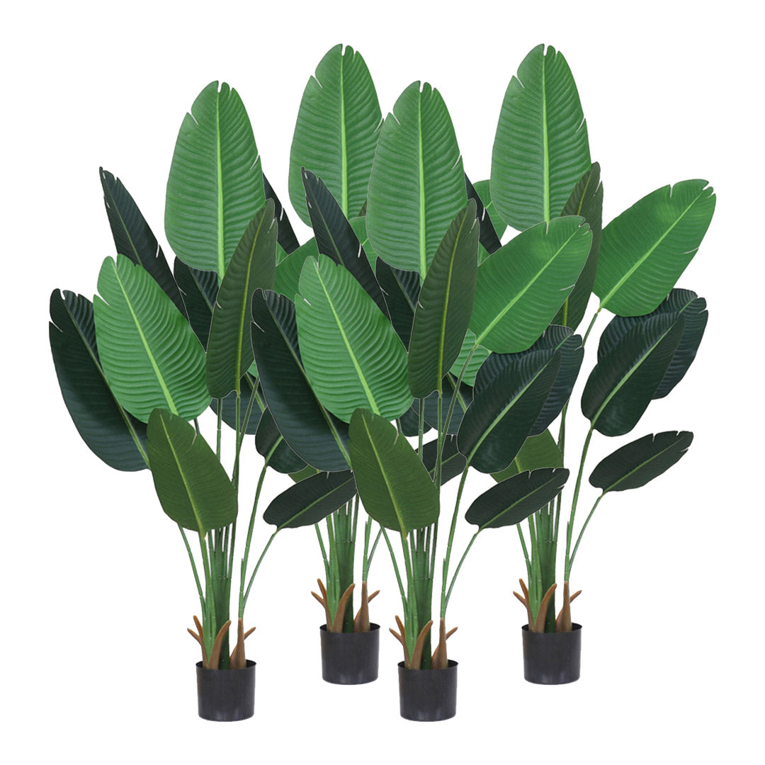 SOGA 4X 180cm Artificial Bird of Paradise Plants Fake Tropical Palm Tree with 10 in Pot and Woven Seagrass Belly, Home Decor • LUZ-APlantFHM18013X4