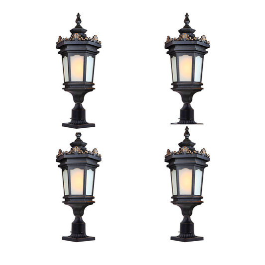 Vintage Lamp 4X 72cm Lantern Stand Elegant Aluminum & Glass Outdoor Light Antique Style Exterior Fixture • LUZ-Lamp320StandX4