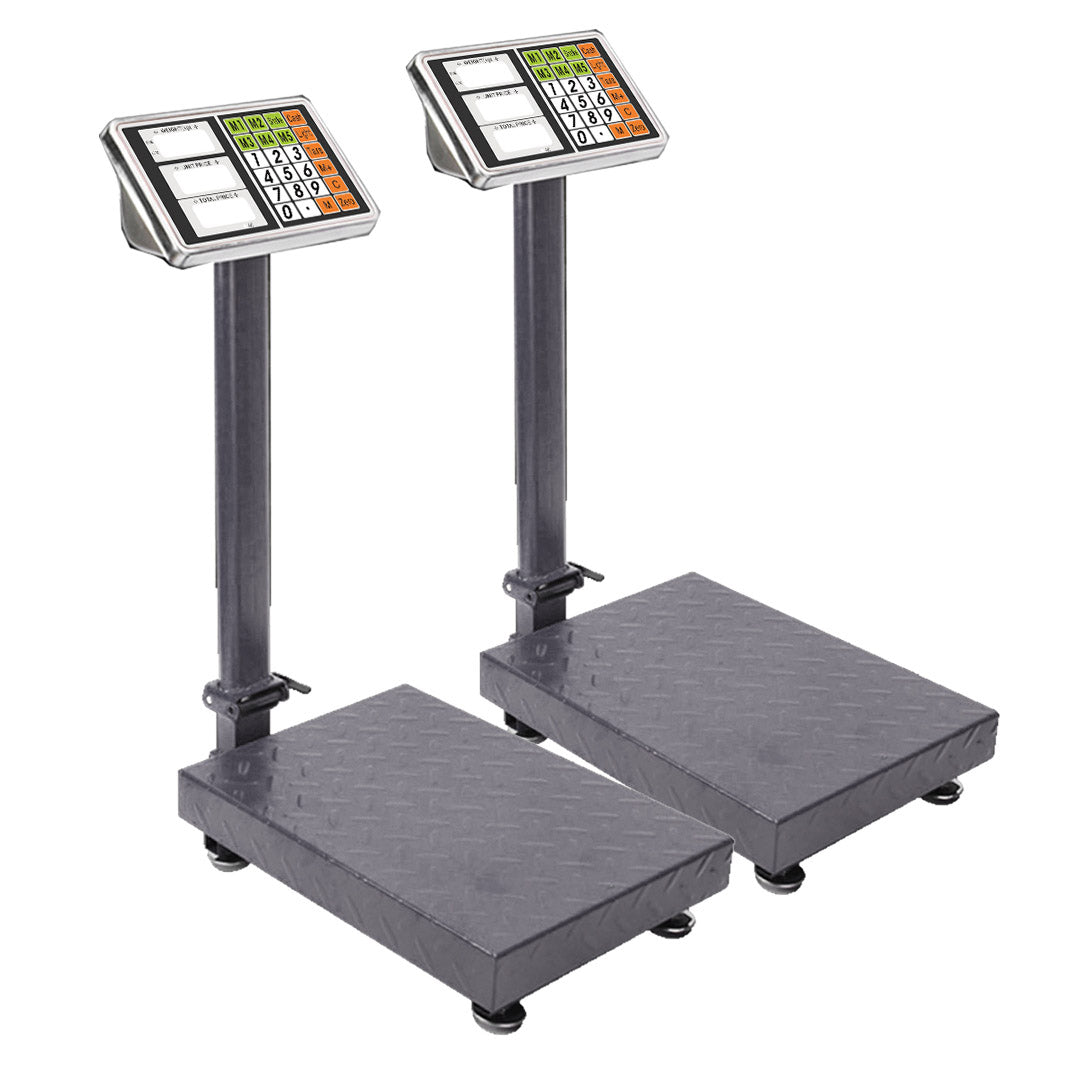 SOGA 2X 150kg Electronic Digital Platform Scale Computing Shop Postal Weight Black • LUZ-150kgPlatformScalesBlackX2