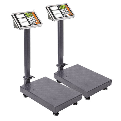 SOGA 2X 150kg Electronic Digital Platform Scale Computing Shop Postal Weight Black • LUZ-150kgPlatformScalesBlackX2