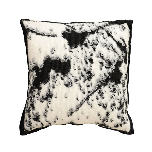 SOGA 45cm Light Vintage Leopard Print Black & White Ink Splatter Wide-Edge SquareThrow Pillow • LUZ-FrenchCushion252