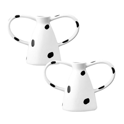 SOGA 2X 23.5x11cm Ornament Vase with Polka Dot Handicraft Decorations in Living Room Home Decor • LUZ-Ornament2918X2