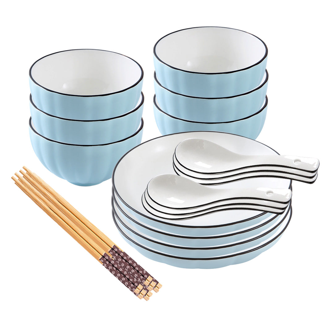 SOGA Blue Japanese Style Ceramic Dinnerware Crockery Soup Bowl Plate Server Kitchen Home Decor Set of 10 • LUZ-BowlG307