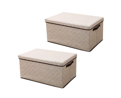 SOGA 2X Extra Large Beige Non-Woven Diamond Quilt Grid Fabric Storage/Organizer Box • LUZ-SBox048X2