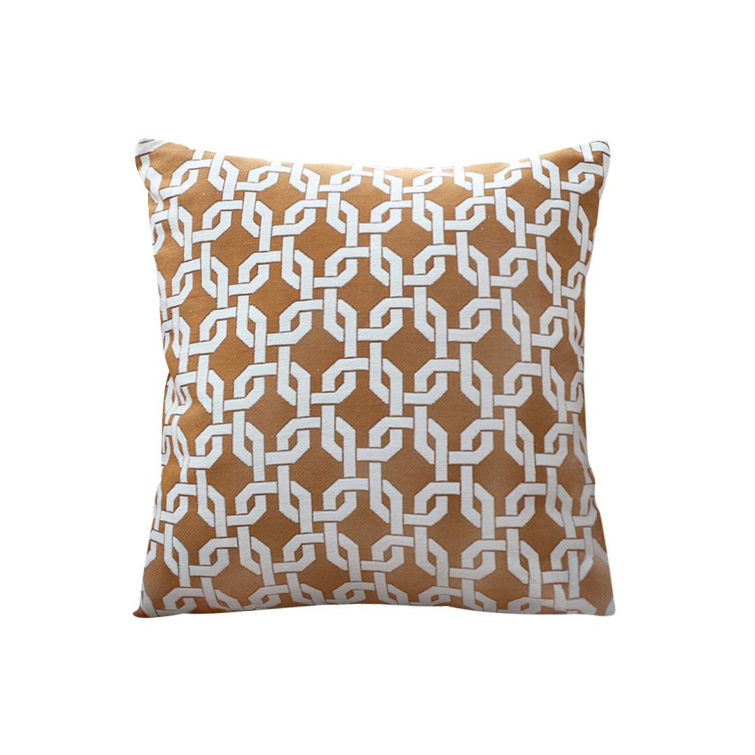SOGA 50cm Brown Checkered Chain Jacquard Square Pillow Decorative Cushion for Home Decor • LUZ-FrenchCushion334
